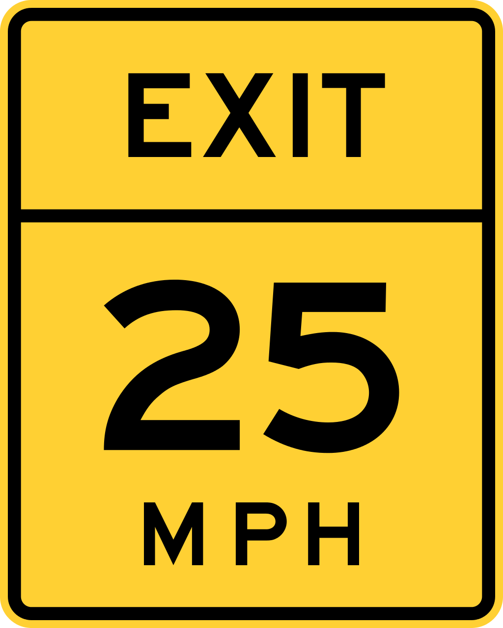 Freeway Exit Speed 25 MPH (W13-2)